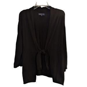 Jones New York Signature Black Long Sleeve Tie Front Cardigan Sweater XL
